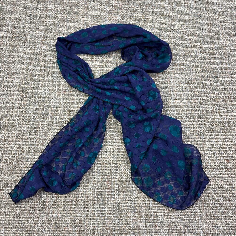 💙 Silk Sheer Polka Dot Oblong Scarf | Navy & Teal